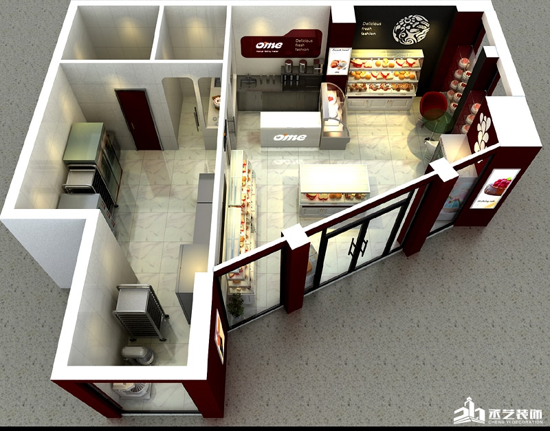 奧美廣州珠江新城麵包西點店裝修 鳥瞰效果圖 奧美廣州珠江新城麵包西點店裝修 鳥瞰效果圖