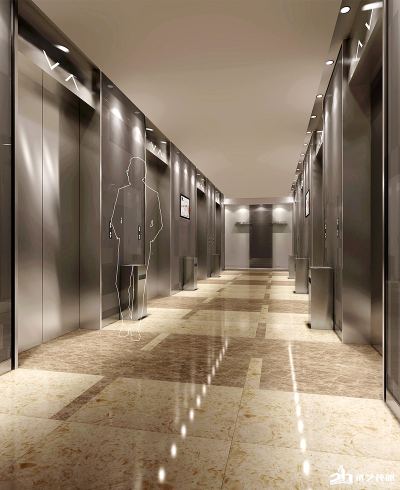 科彙金穀辦公樓裝修設計 電梯走道裝修