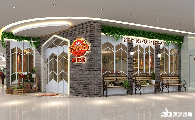 斯巴達披薩西餐廳設計裝修 門麵